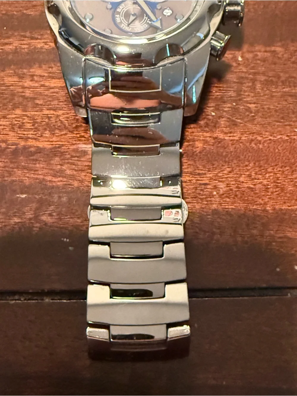 Invicta Silver Stainless Steel Chronograph with Blue Accents